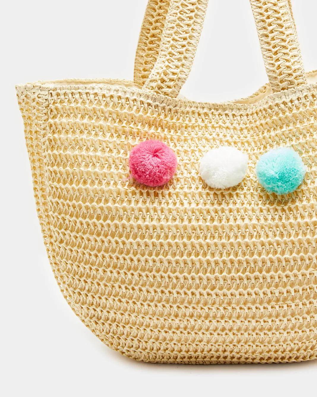Women Beige Textured Beach Bag With Pom Pom sold by Redtag product image thumbnail 3