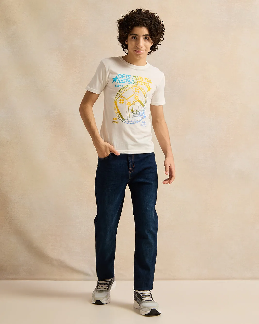 Senior Boys White Printed T-Shirt sold by Redtag product image thumbnail 2