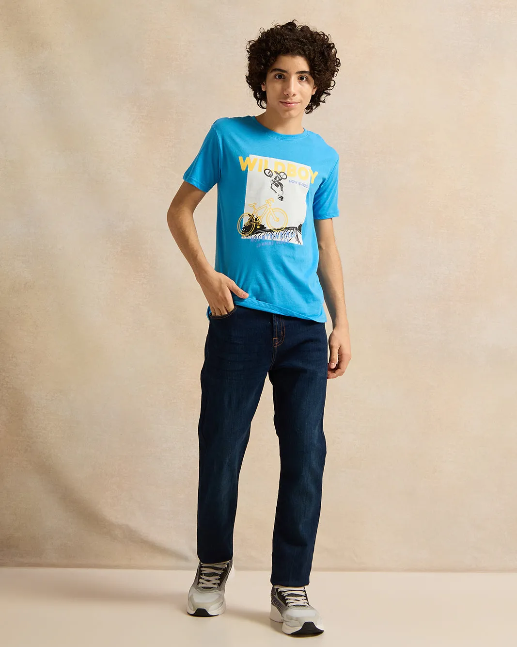 Senior Boys Blue Printed T-Shirt sold by Redtag product image thumbnail 2