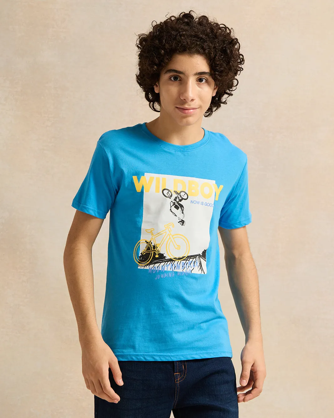 Senior Boys Blue Printed T-Shirt sold by Redtag