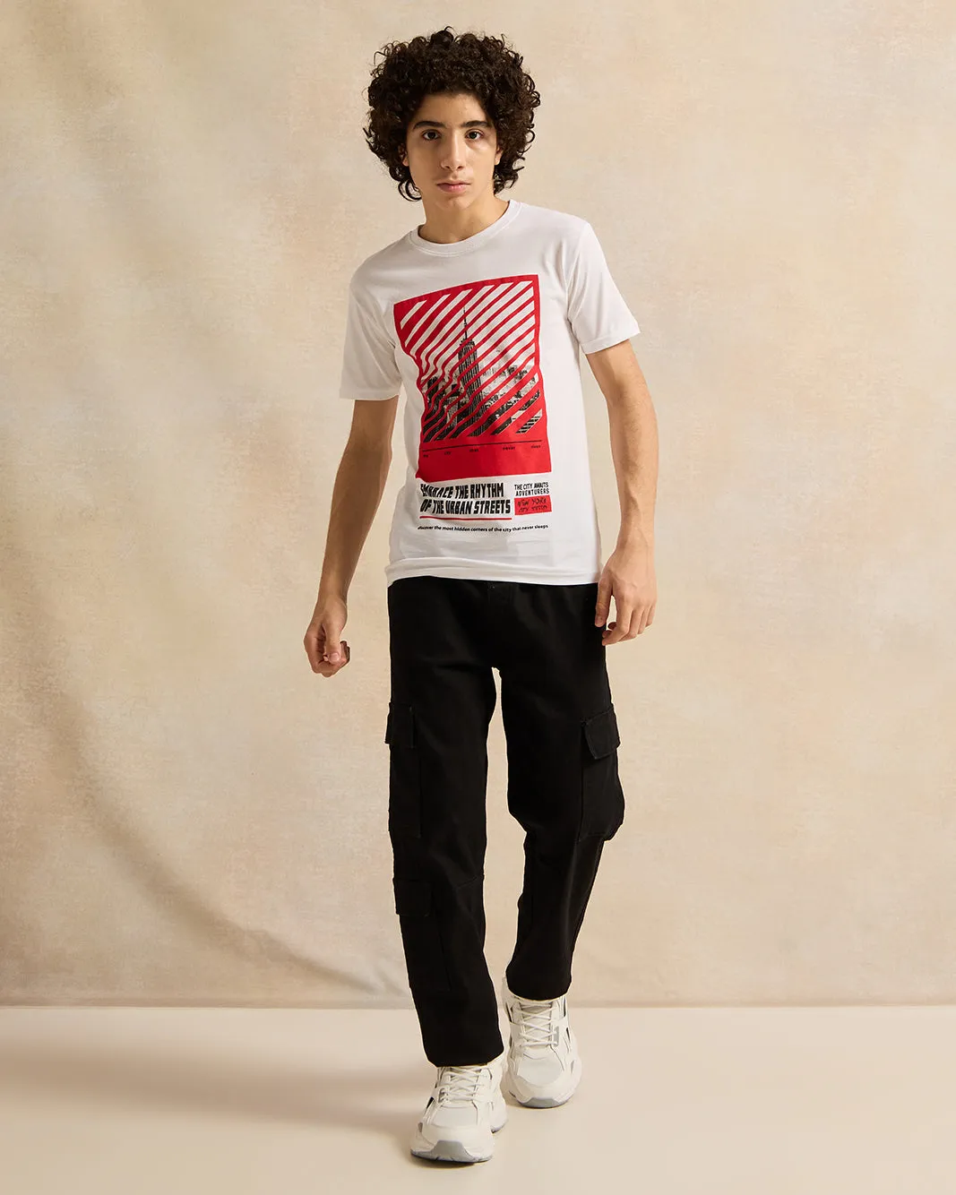 Senior Boys White Printed T-Shirt sold by Redtag product image thumbnail 2