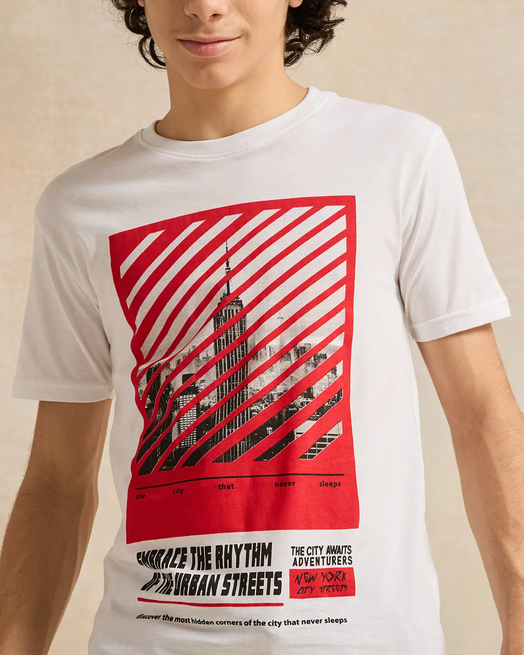 Senior Boys White Printed T-Shirt sold by Redtag product image thumbnail 4