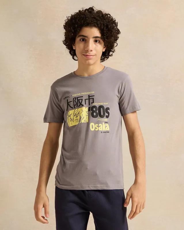 Senior Boys Grey Printed T-Shirt sold by Redtag