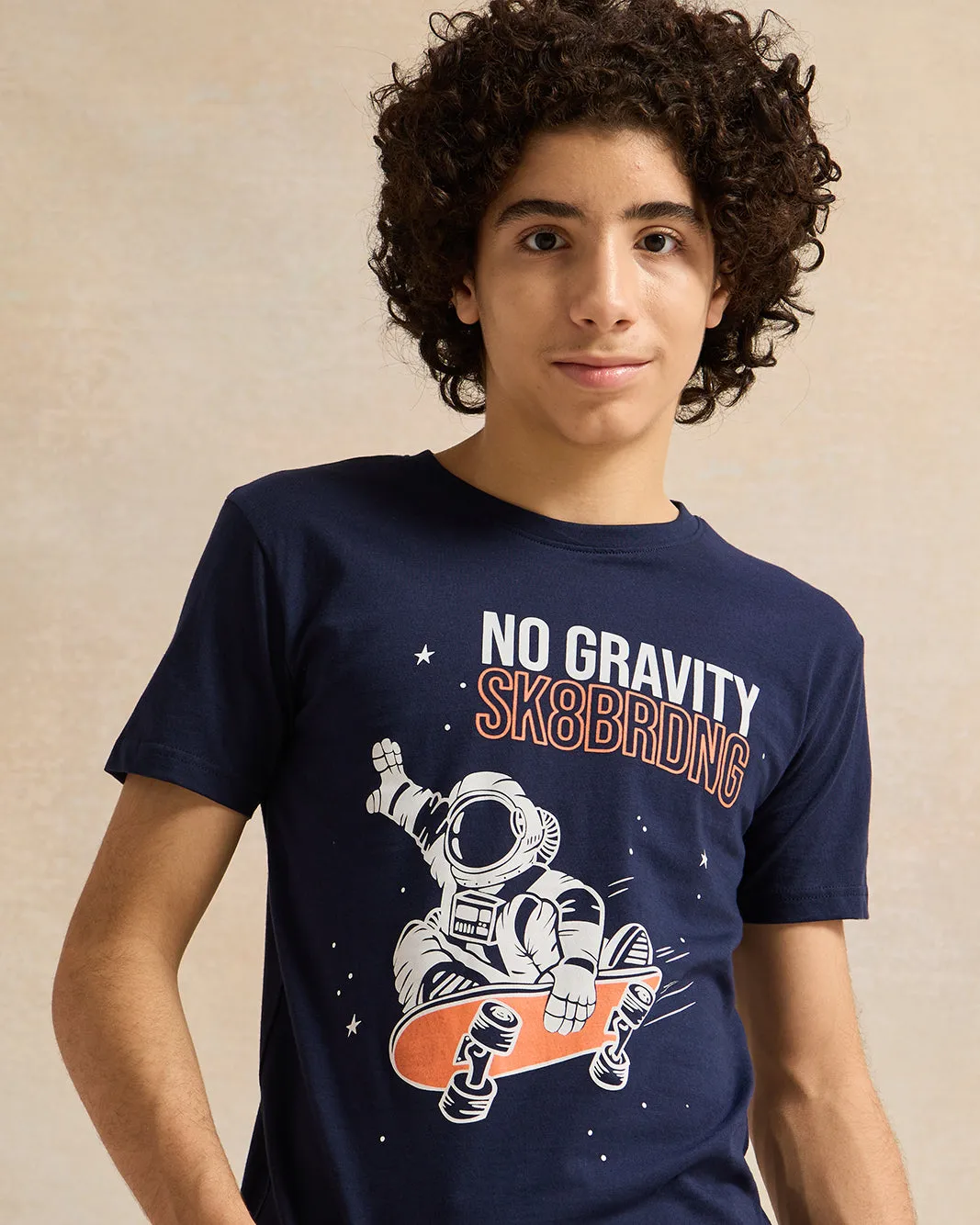 Senior Boys Navy Printed T-Shirt sold by Redtag product image thumbnail 4