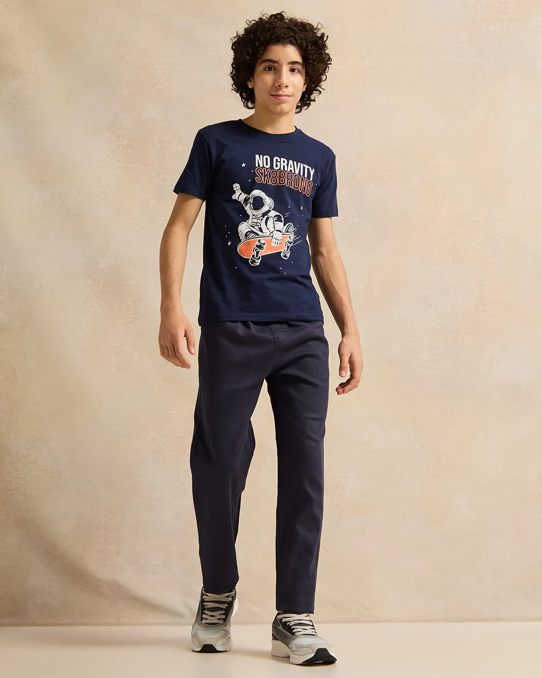 Senior Boys Navy Printed T-Shirt sold by Redtag product image thumbnail 2