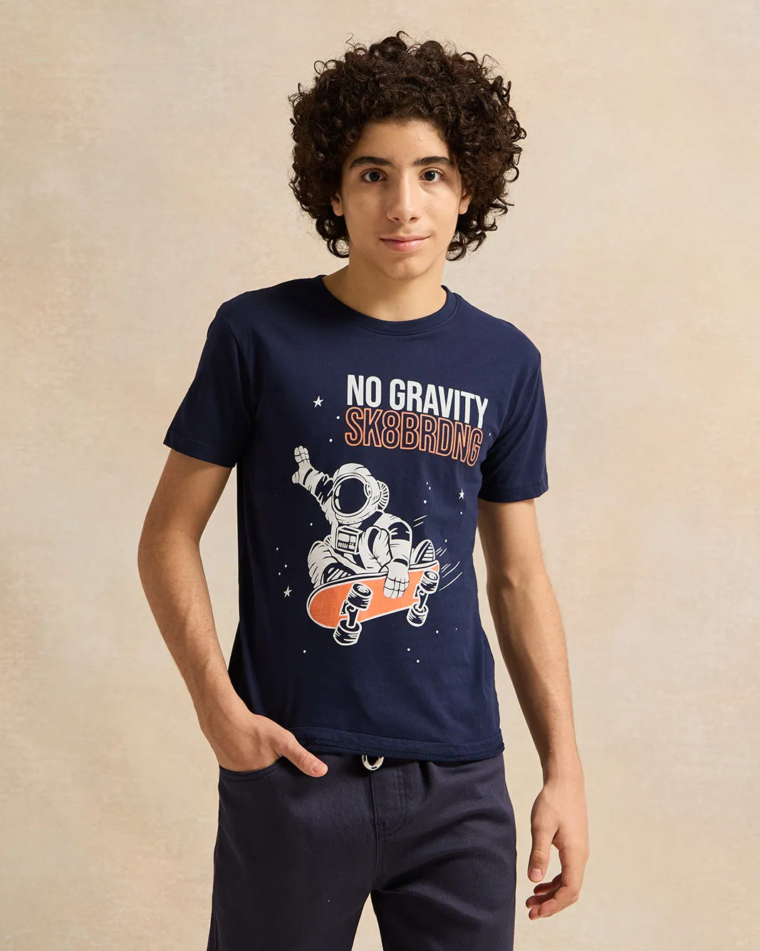 Senior Boys Navy Printed T-Shirt sold by Redtag