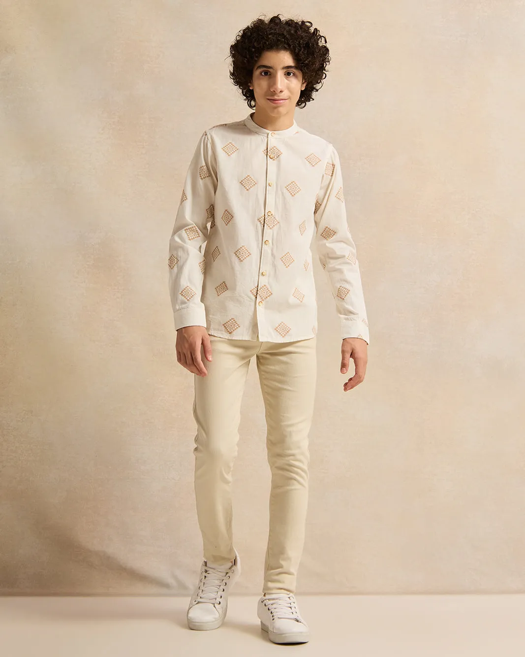 Senior Boys Cream Basic Casual Trouser sold by Redtag product image thumbnail 2