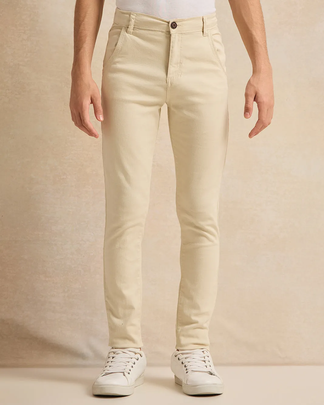 Senior Boys Cream Basic Casual Trouser sold by Redtag