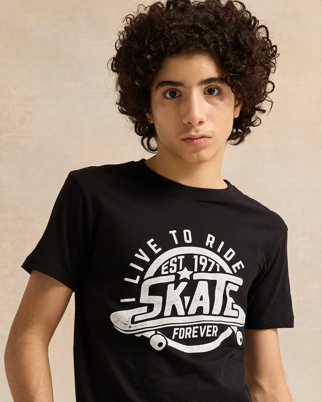 Senior Boys Black Printed T-Shirt sold by Redtag product image thumbnail 4