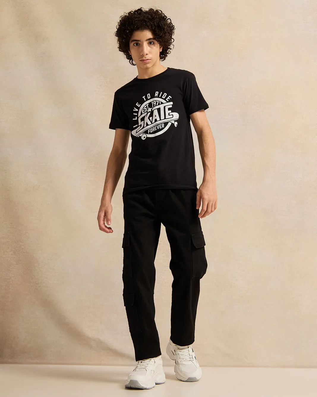 Senior Boys Black Printed T-Shirt sold by Redtag product image thumbnail 2