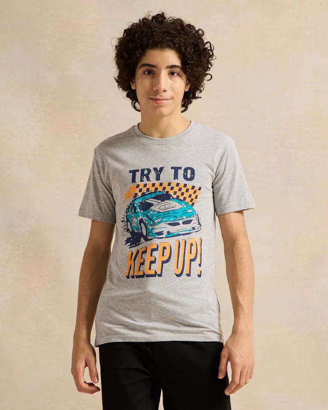 Senior Boys Grey Printed T-Shirt sold by Redtag