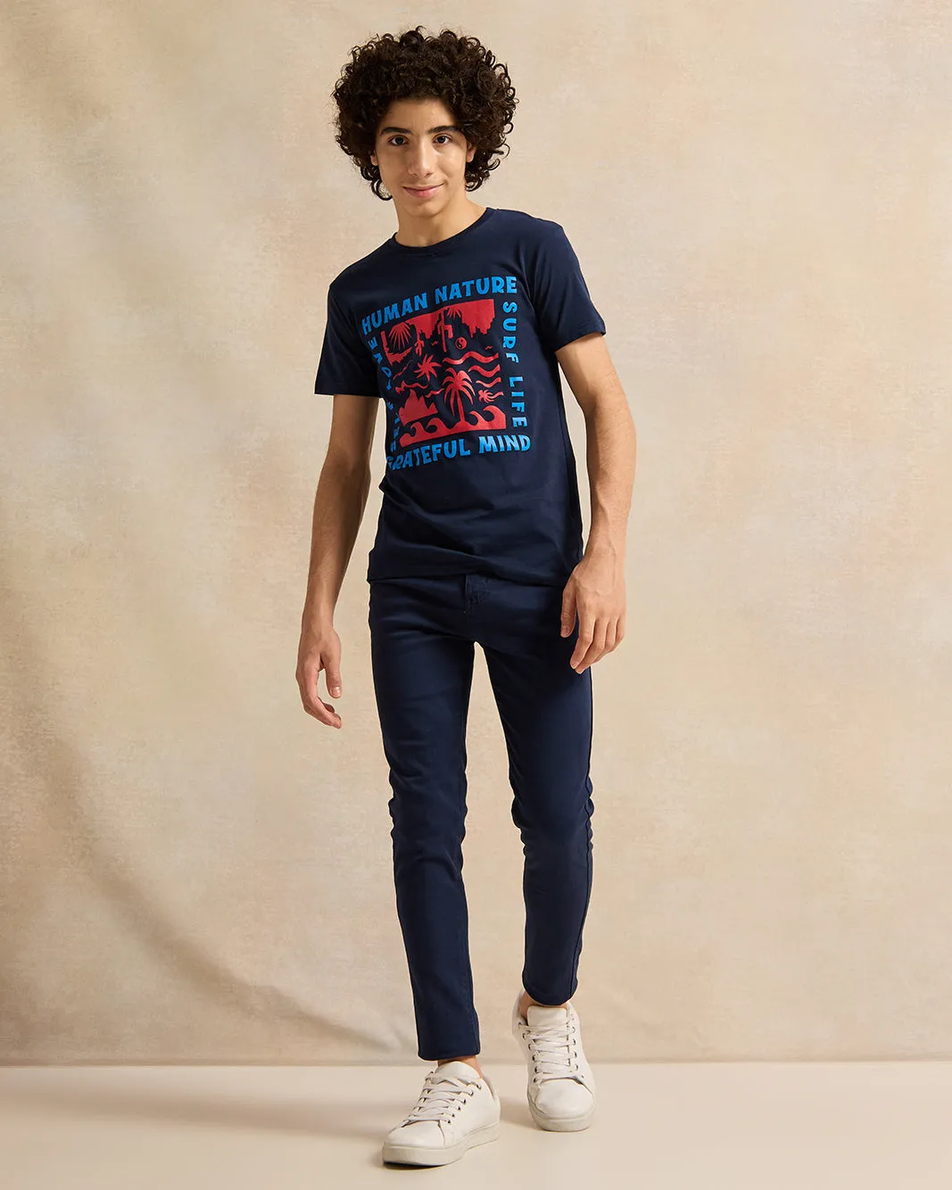 Senior Boys Navy Printed T-Shirt sold by Redtag product image thumbnail 2