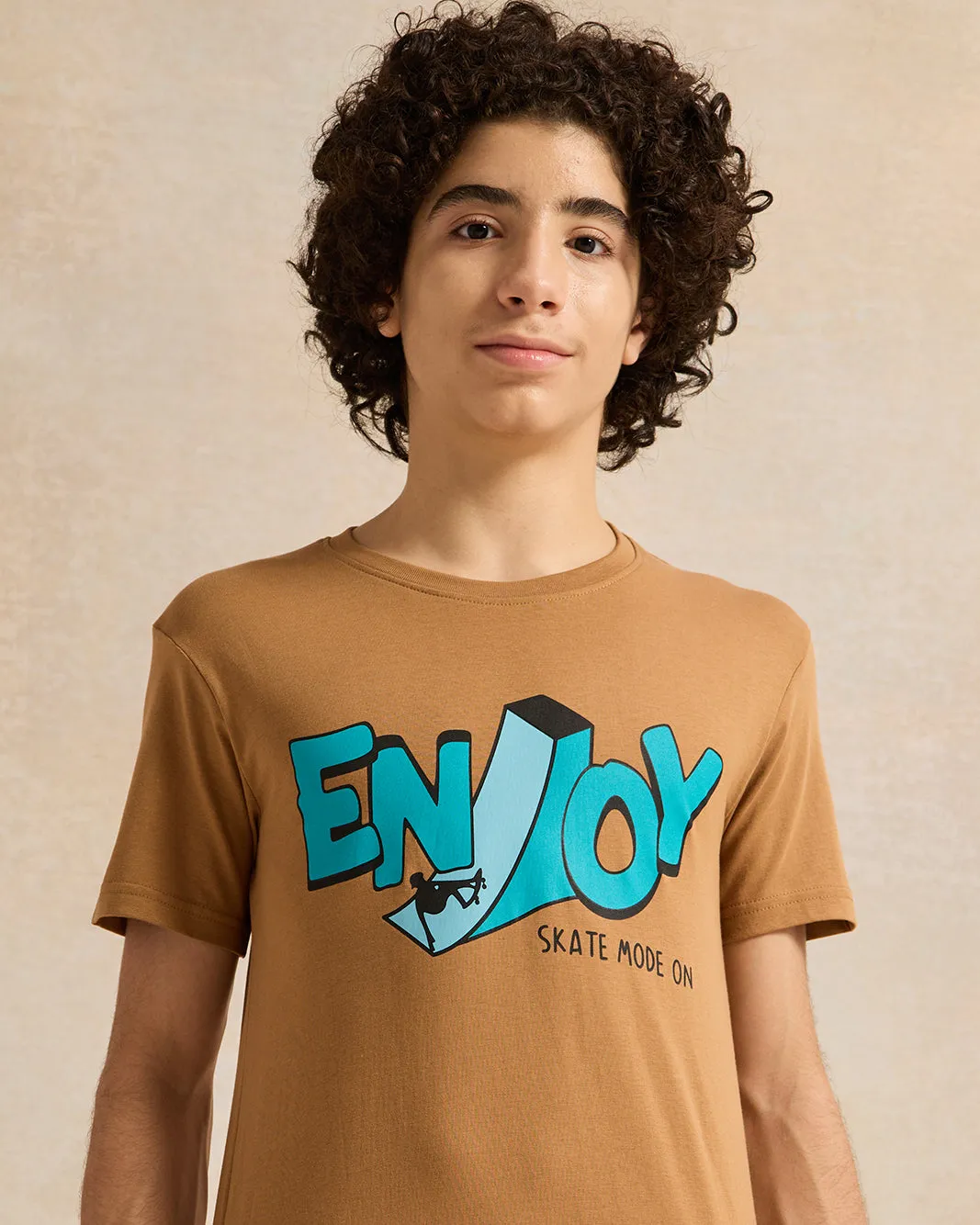 Senior Boys Brown Printed T-Shirt sold by Redtag product image thumbnail 4