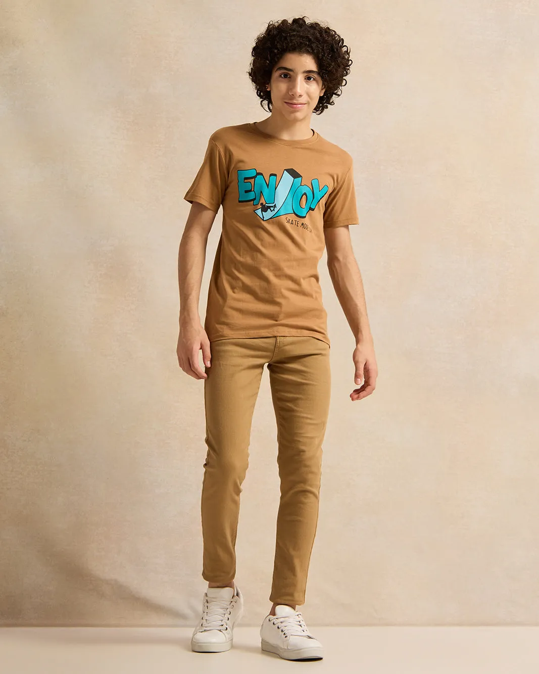 Senior Boys Brown Printed T-Shirt sold by Redtag product image thumbnail 2