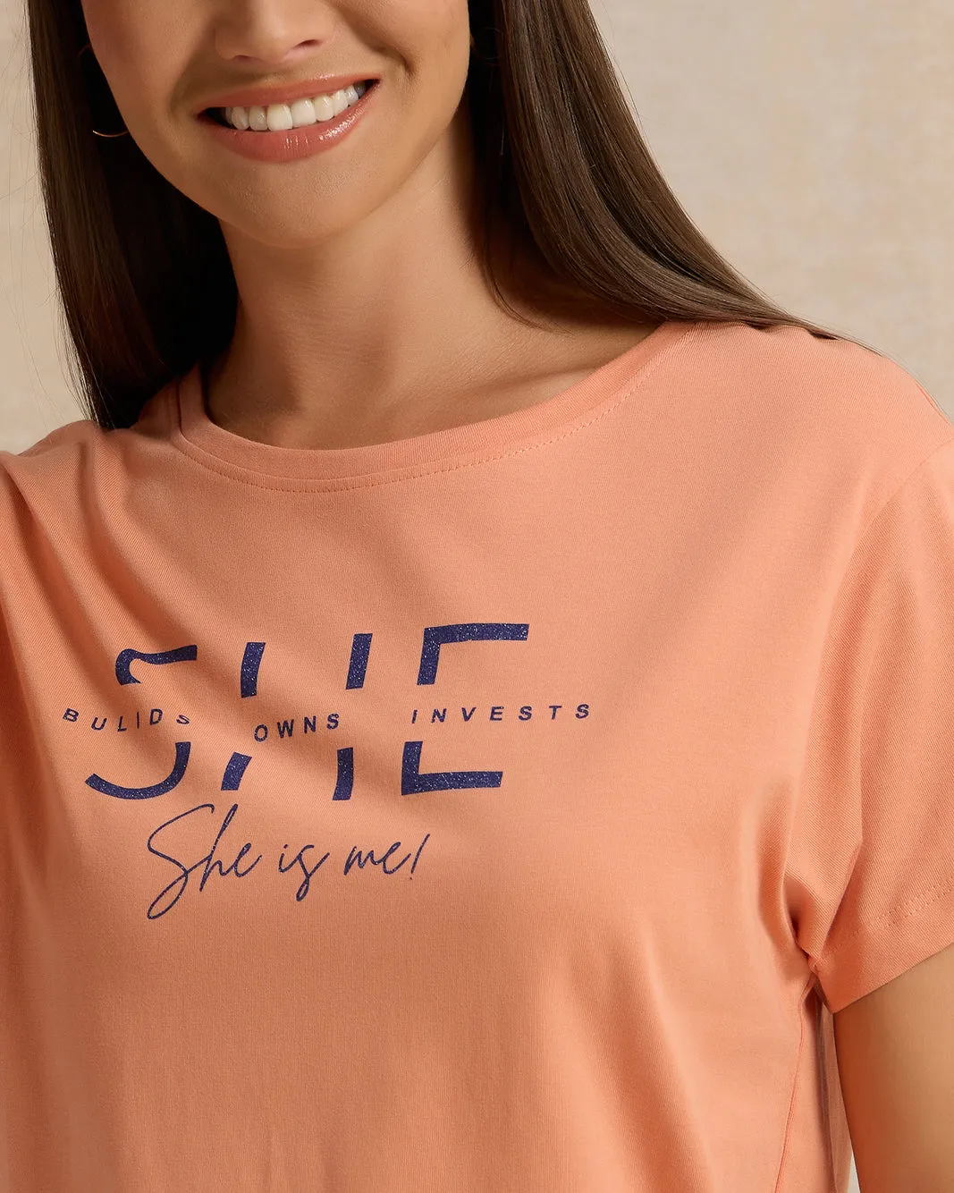 Woman Orange Printed T-shirt sold by Redtag product image thumbnail 4