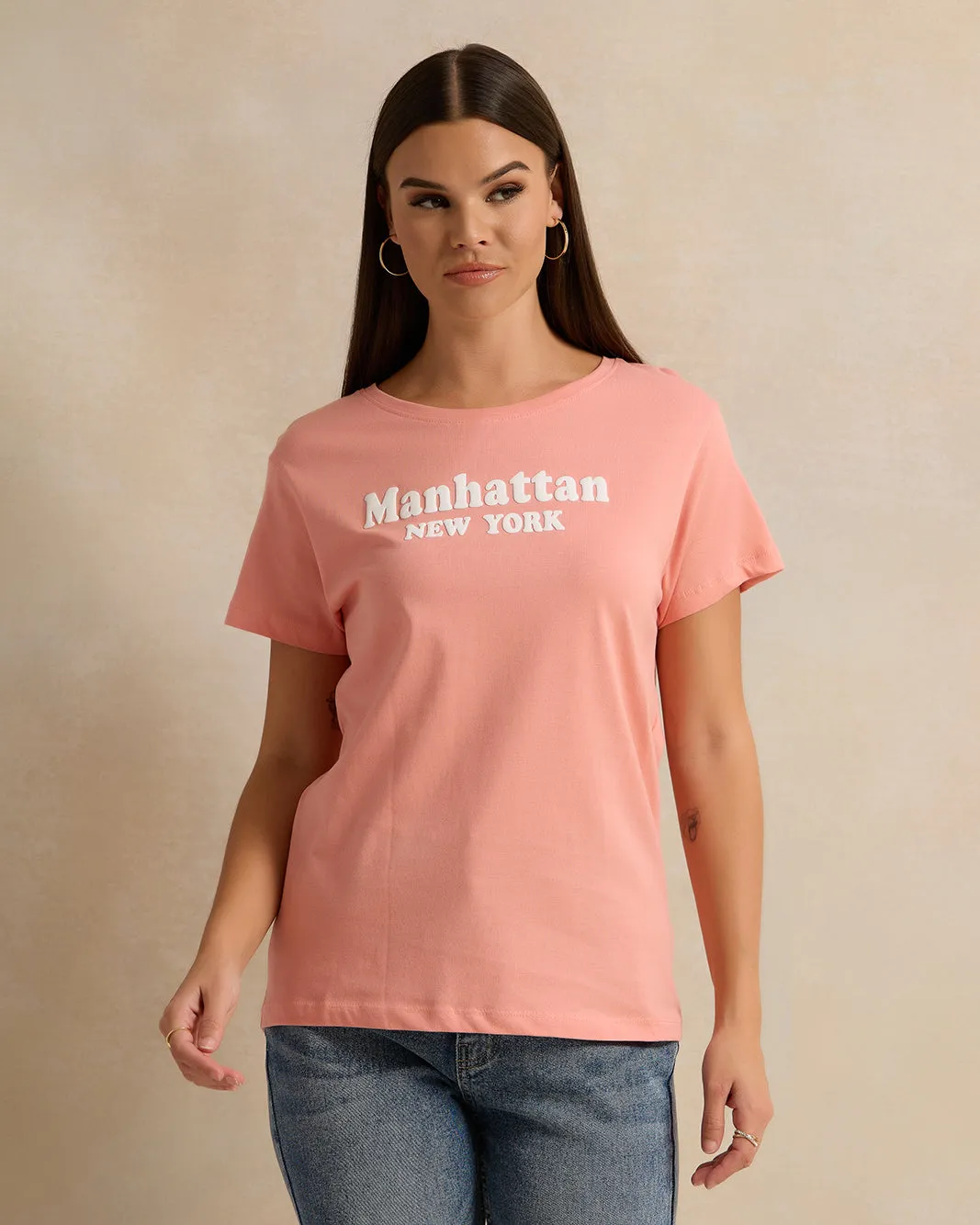 Woman Coral Printed T-shirt sold by Redtag