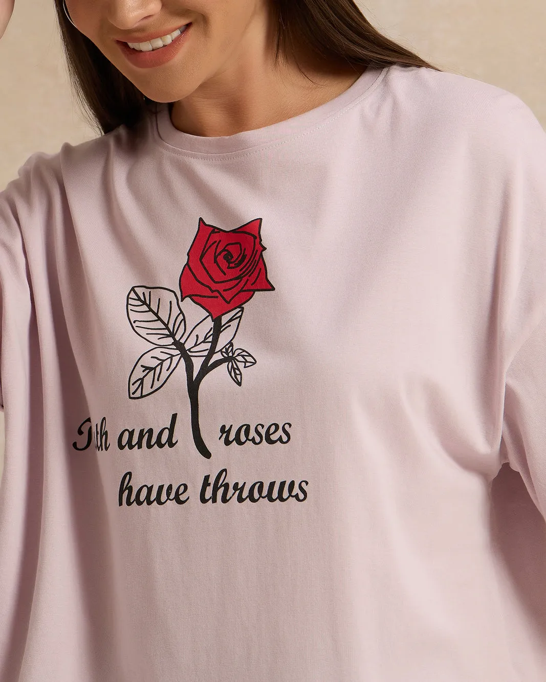 Women Lilac Printed T-shirt sold by Redtag product image thumbnail 4