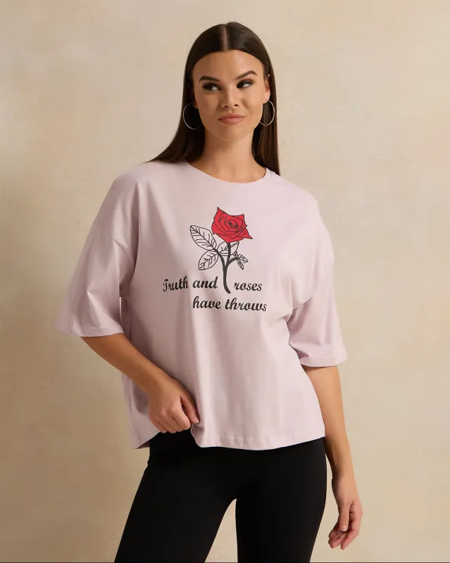 Women Lilac Printed T-shirt sold by Redtag