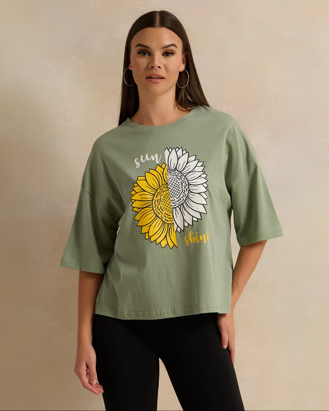 Woman Green Printed T-shirt sold by Redtag