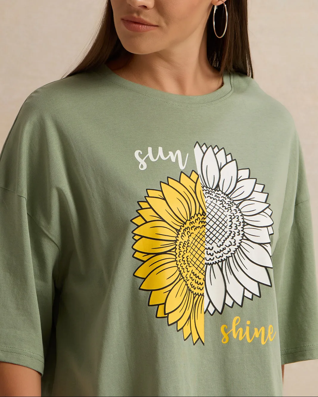 Woman Green Printed T-shirt sold by Redtag product image thumbnail 4