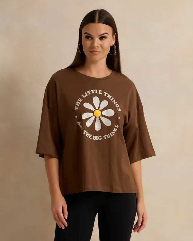 Woman Brown Printed T-shirt sold by Redtag