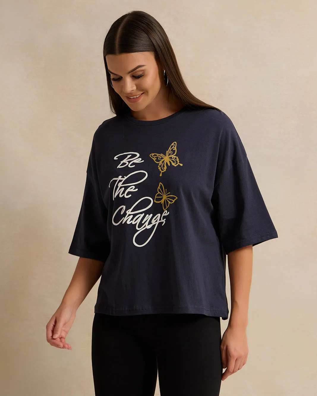 Woman Black Printed T-shirt sold by Redtag