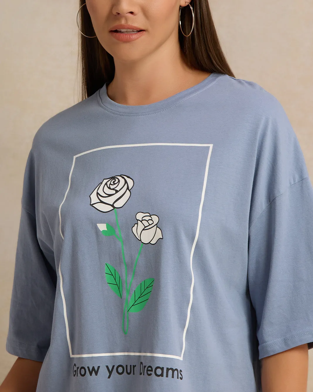 Woman Blue Printed T-shirt sold by Redtag product image thumbnail 4