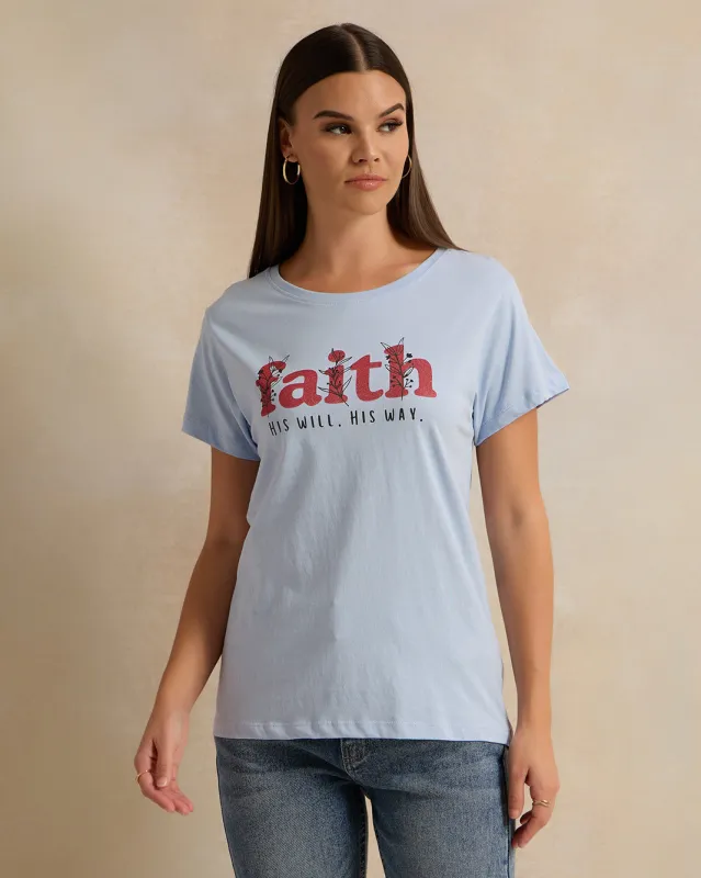 Woman Blue Printed T-shirt sold by Redtag
