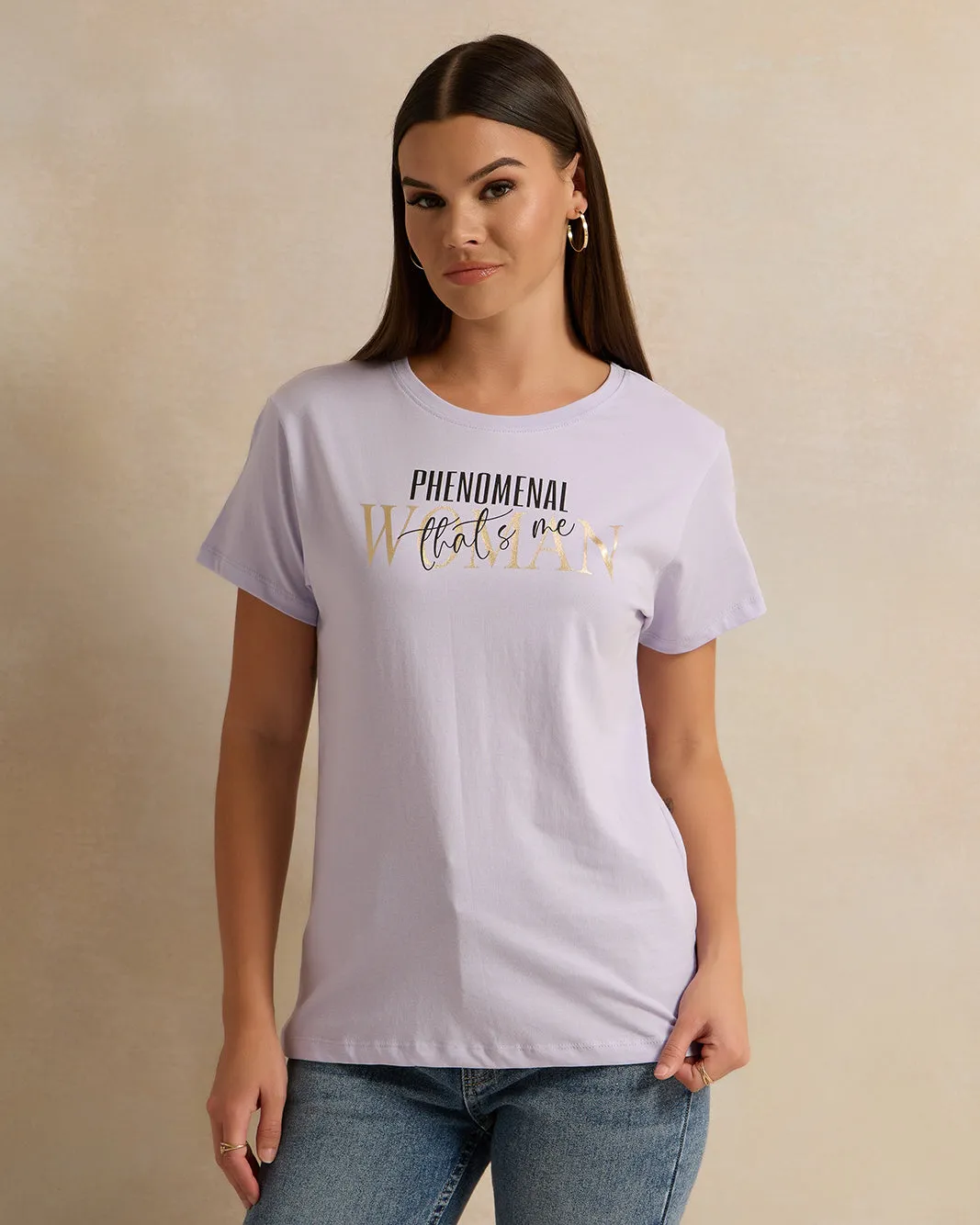 Woman Purple Printed T-shirt sold by Redtag