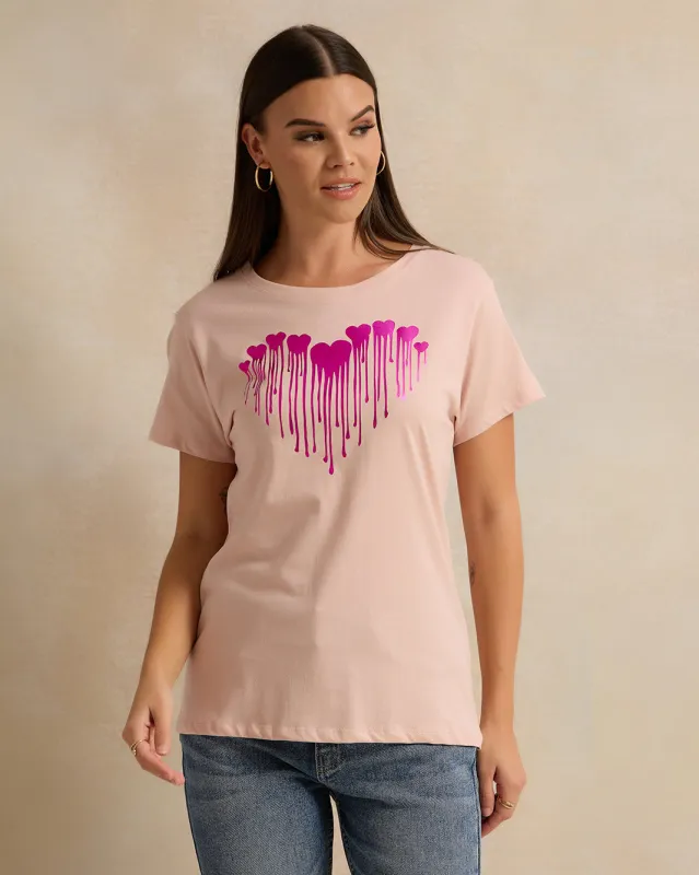 Woman Pink Printed T-shirt sold by Redtag