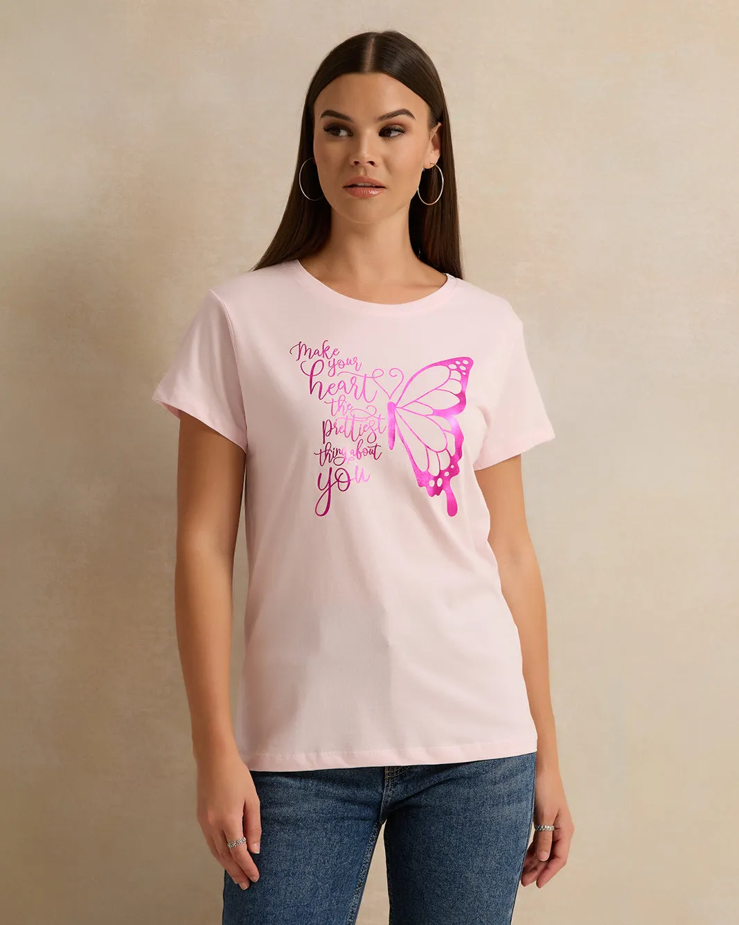 Woman Pink Printed T-shirt sold by Redtag