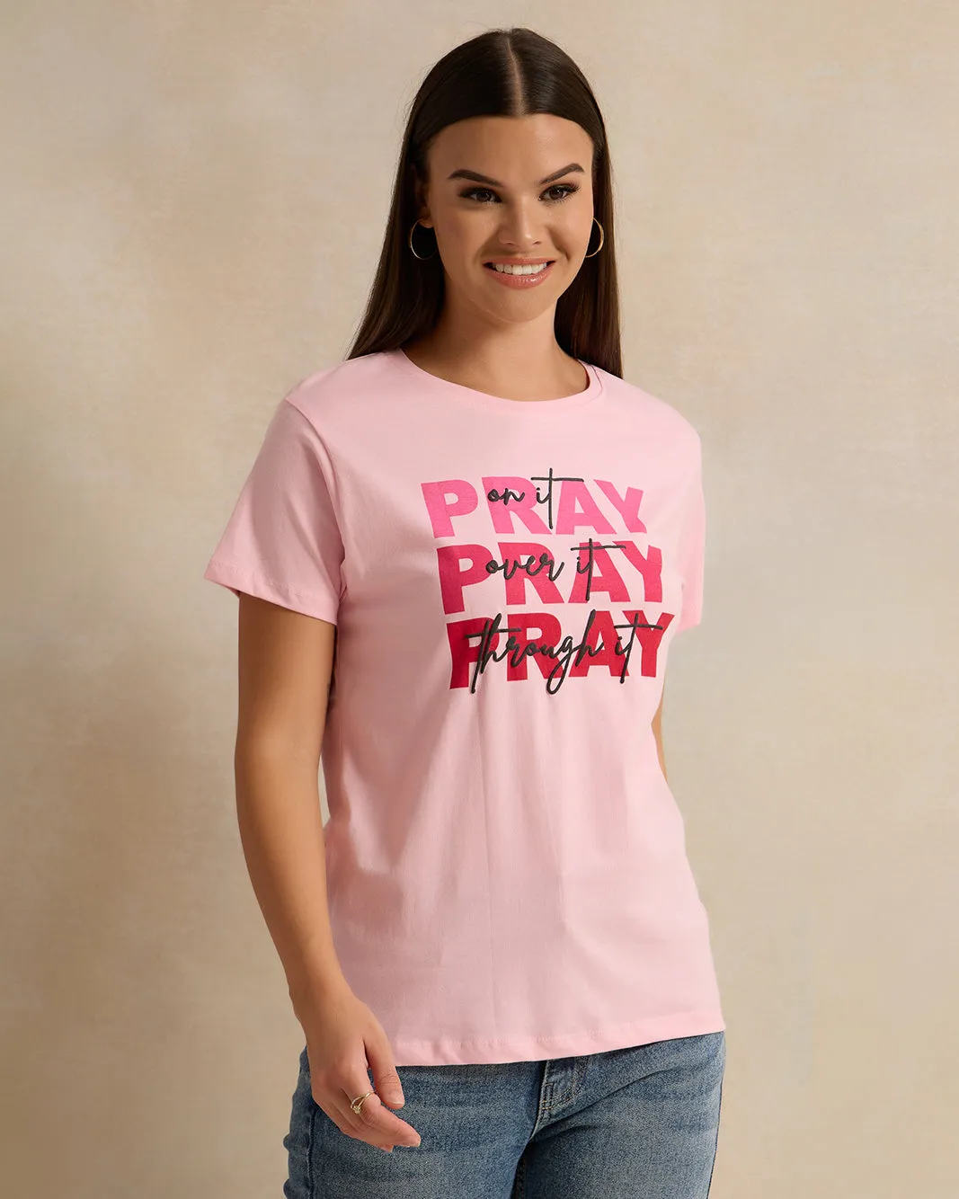Woman Pink Printed T-shirt sold by Redtag