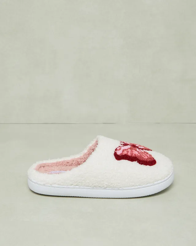 Women White Butterfly Print Slipper sold by Redtag