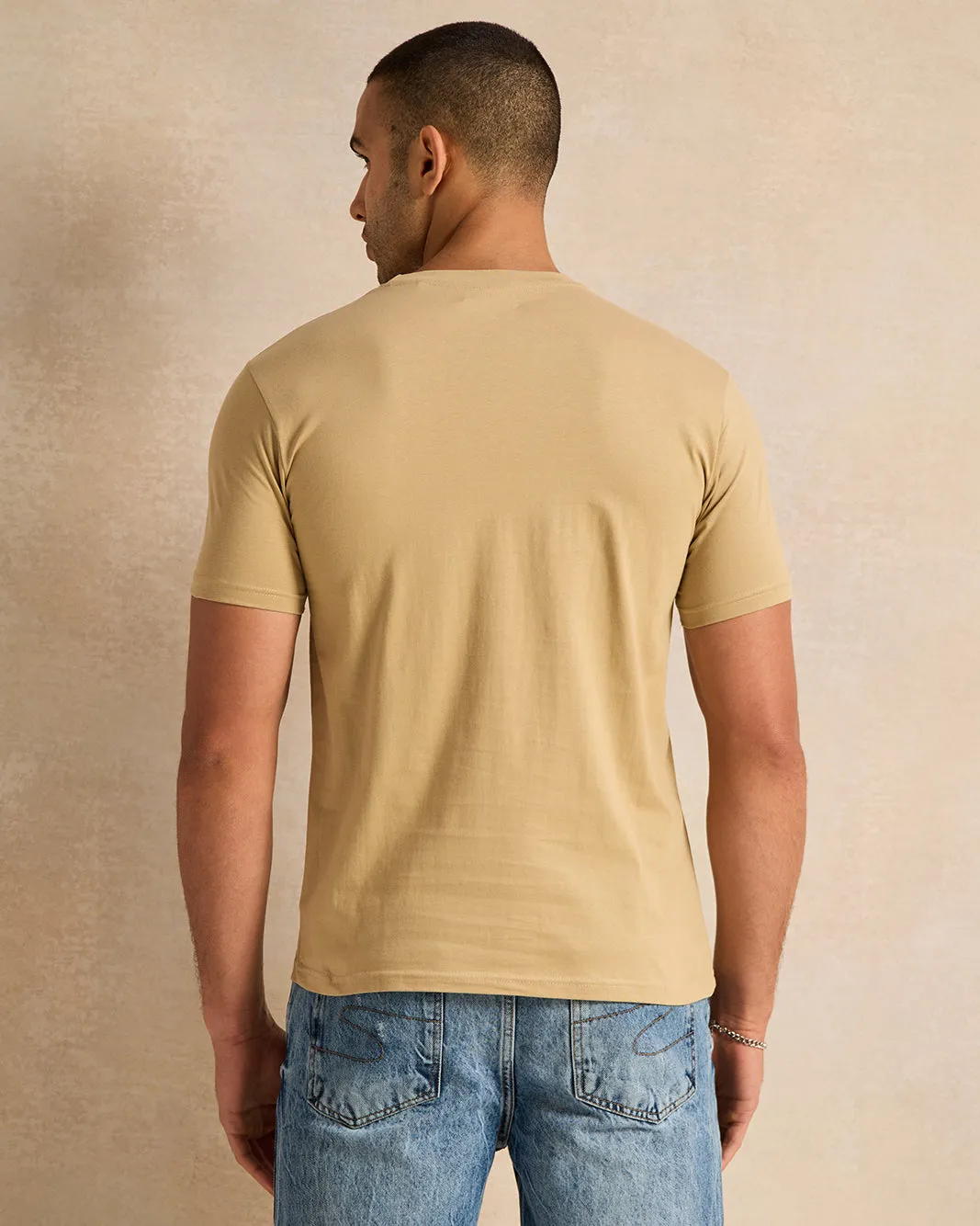 Men Beige Printed T-Shirt sold by Redtag product image thumbnail 3