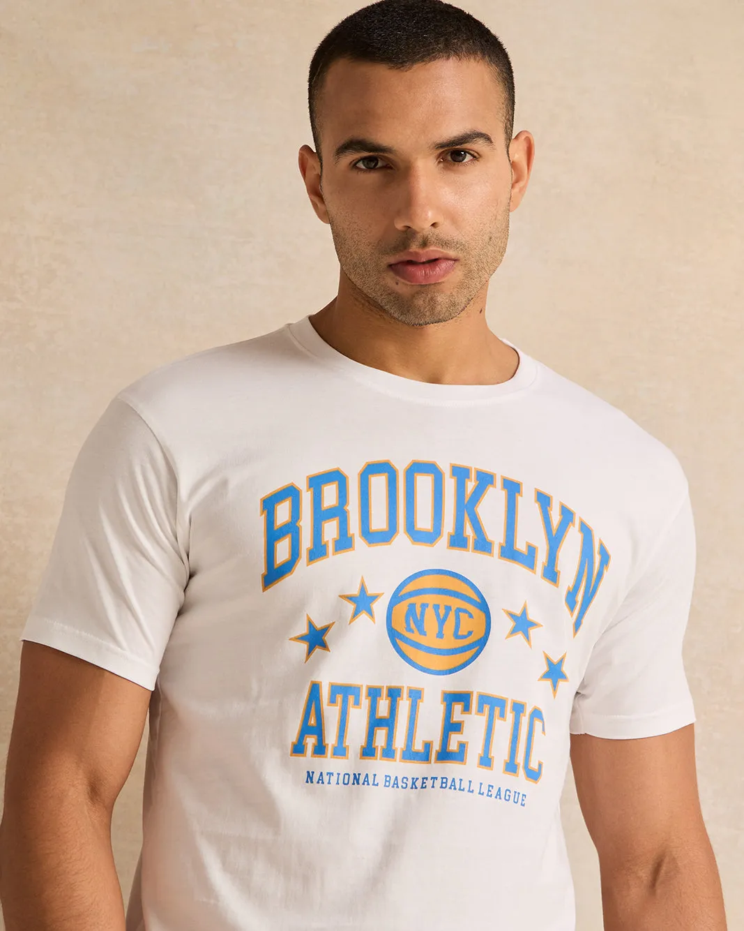 Men White Brooklyn Print T-Shirt sold by Redtag product image thumbnail 4