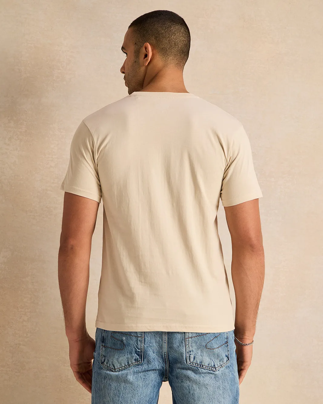 Men Beige Art Print T-Shirt sold by Redtag product image thumbnail 3