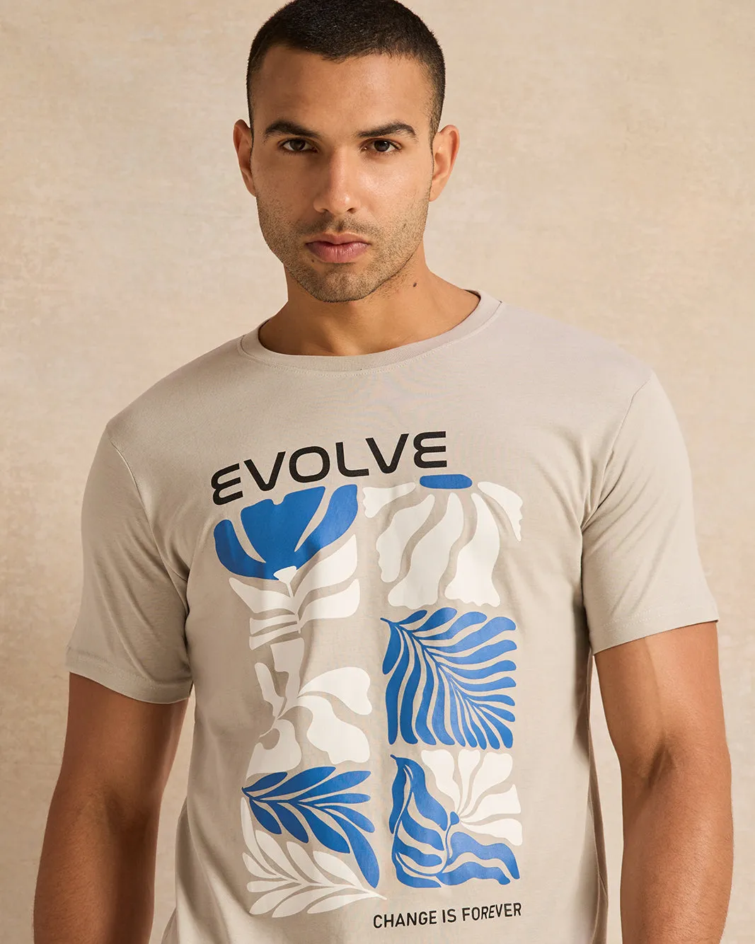 Men Grey Evolve Print T-Shirt sold by Redtag product image thumbnail 4