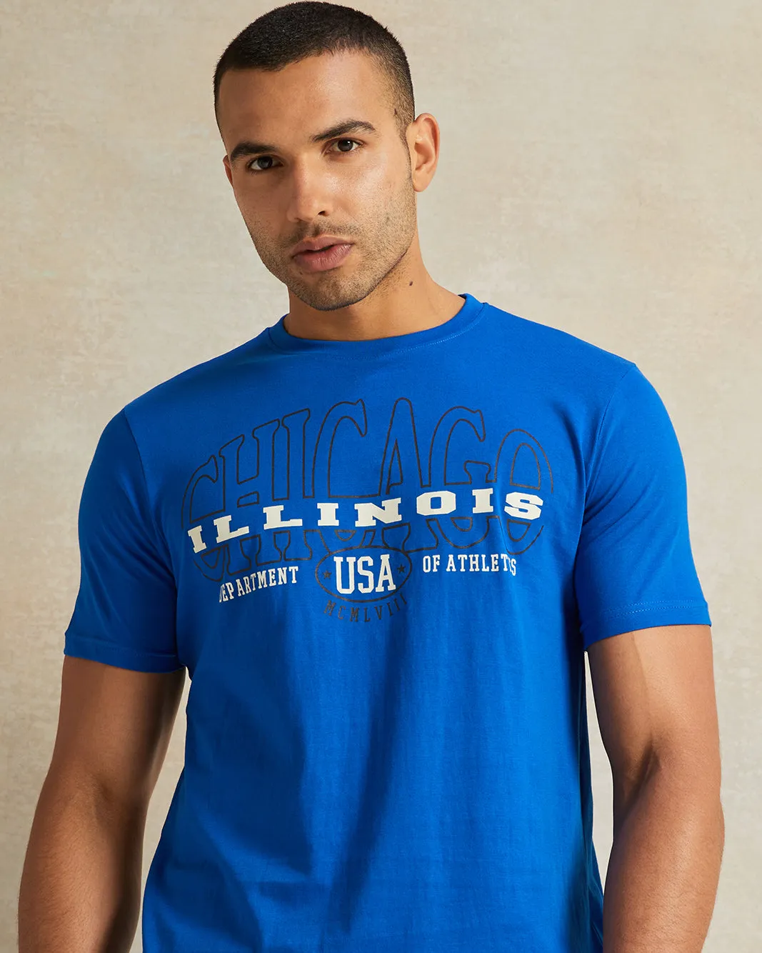Men Blue Chicago Printed T-Shirt sold by Redtag product image thumbnail 4