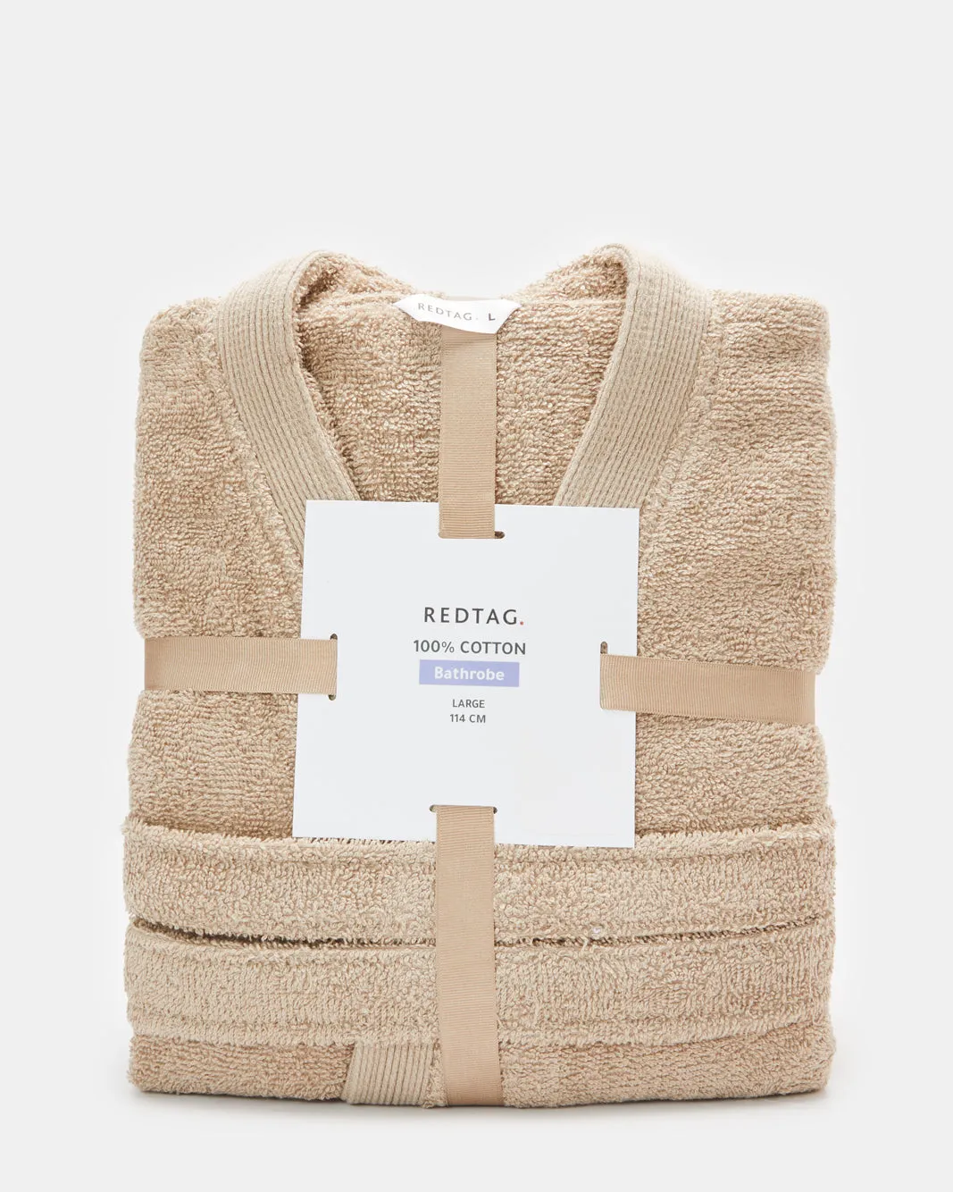 Beige Essence Kimono Bathrobe With Ribbed Border sold by Redtag