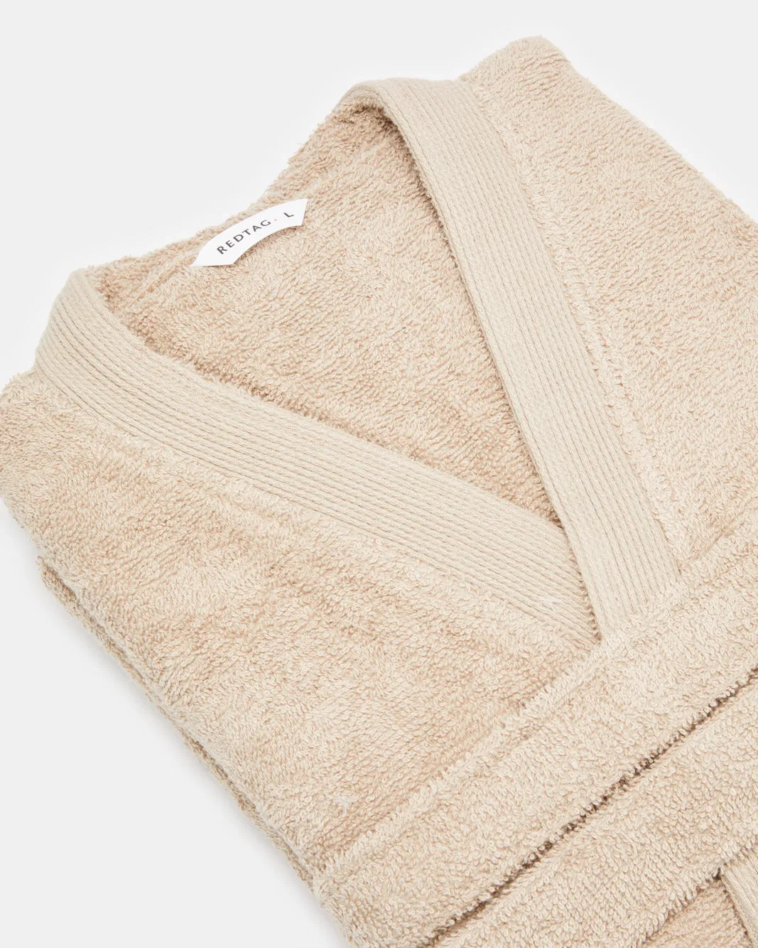 Beige Essence Kimono Bathrobe With Ribbed Border sold by Redtag product image thumbnail 3