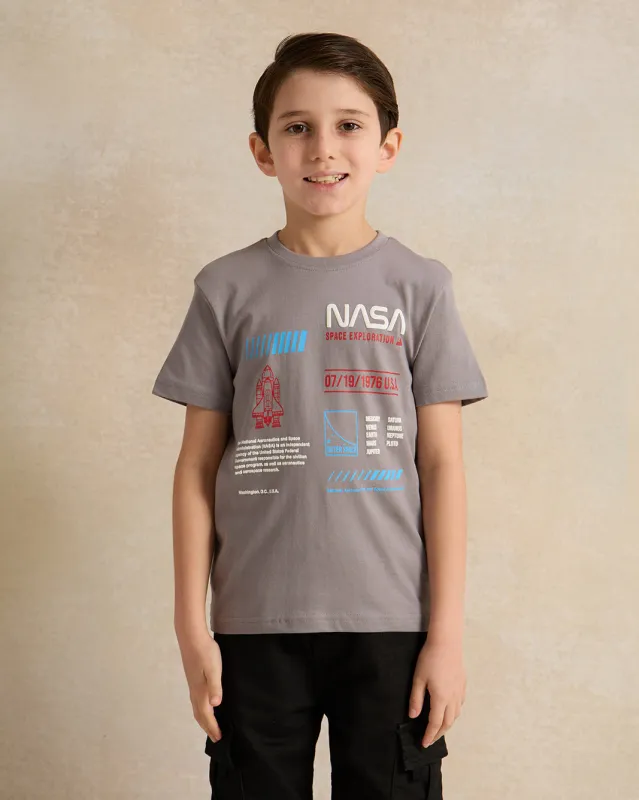 Boys Grey Printed T-shirt sold by Redtag