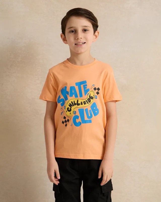 Boys Orange Printed T-shirt sold by Redtag