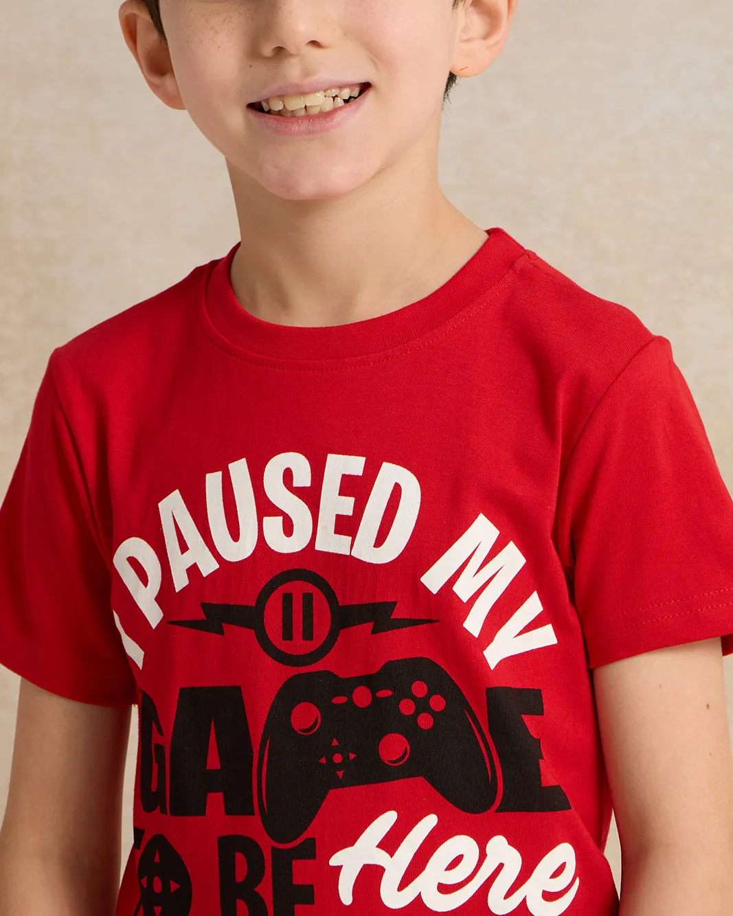 Boys Red Printed T-shirt sold by Redtag product image thumbnail 4