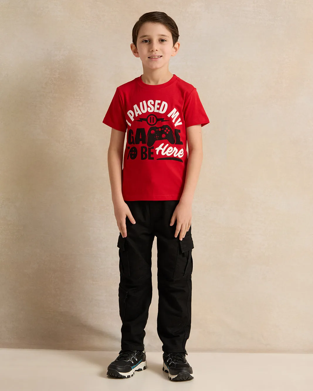 Boys Red Printed T-shirt sold by Redtag product image thumbnail 2
