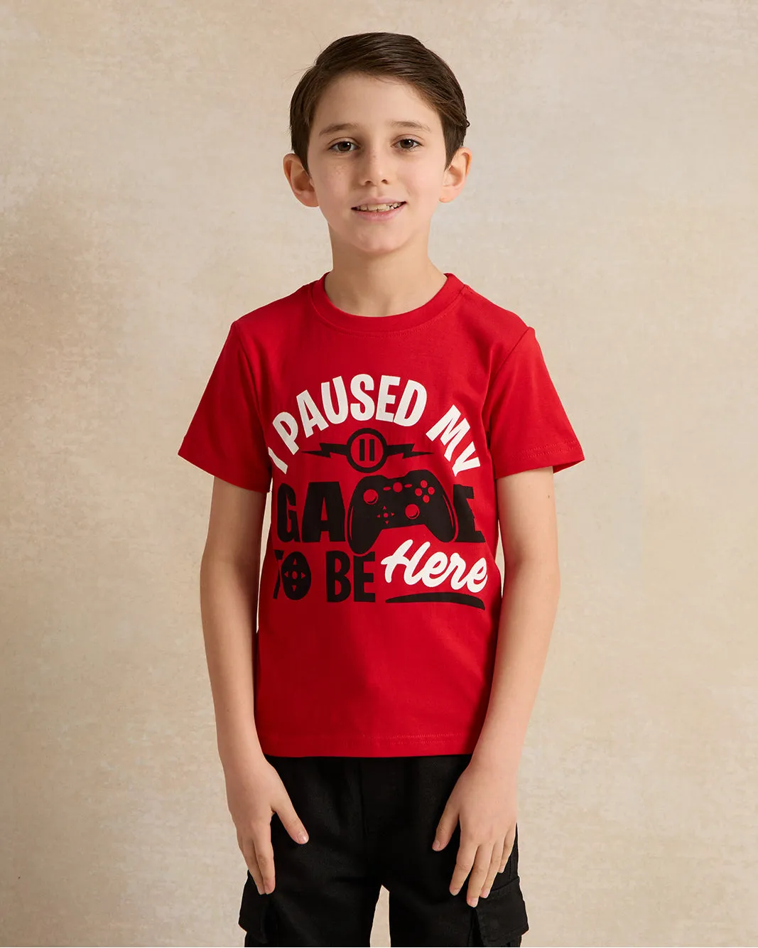 Boys Red Printed T-shirt sold by Redtag
