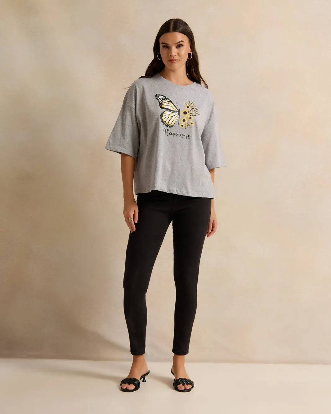 Women Grey Printed T-Shirt sold by Redtag product image thumbnail 2