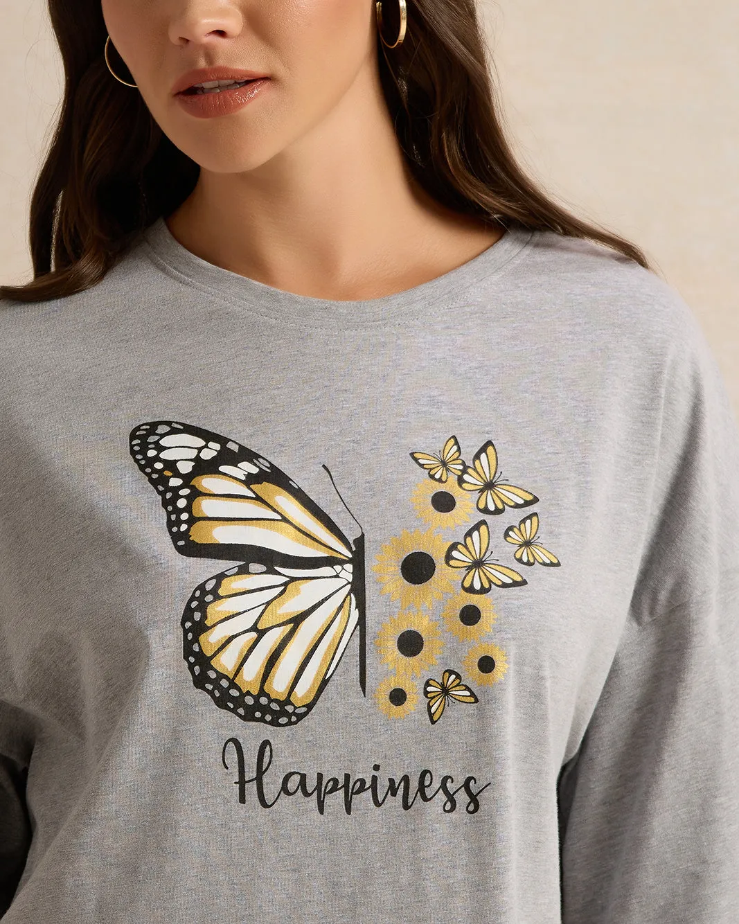 Women Grey Printed T-Shirt sold by Redtag product image thumbnail 4