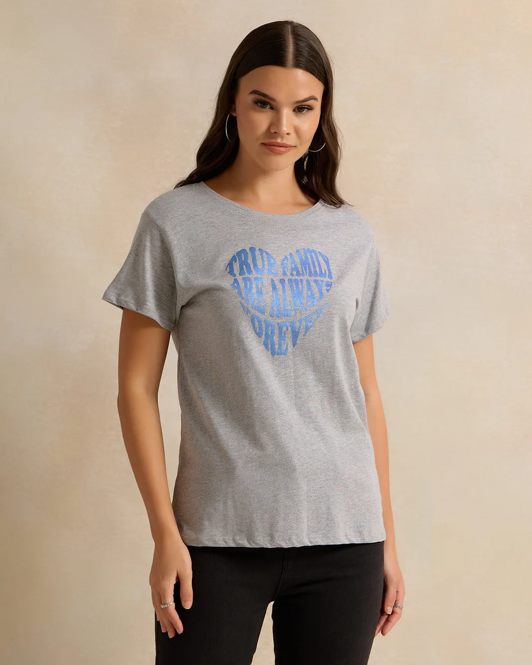 Women Grey Printed T-Shirt sold by Redtag