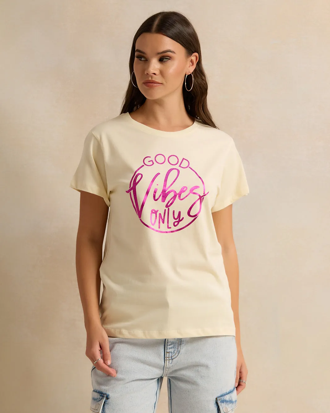 Women Yellow Printed T-Shirt sold by Redtag