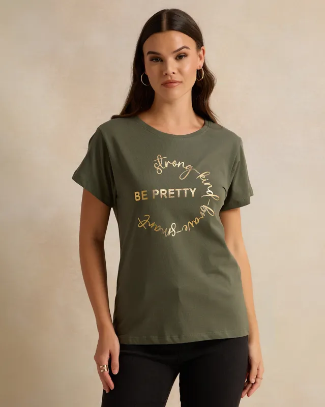 Women Green Printed T-Shirt sold by Redtag
